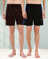 T.T. Men Regular Fit Poly Jersey Cut And Sew Bermuda Short Pack Of 2-Brown-Navy
