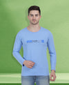 HiFlyers Men Sky Blue Regular Fit Printed Round Neck T-Shirt