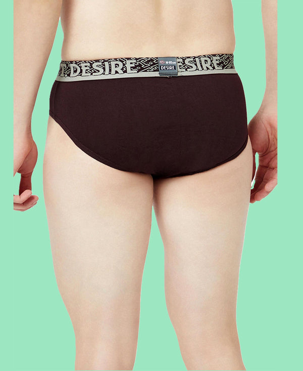 T.T. Mens Desire 100% Combed Cotton Front Open Brief Top Elastic Pack Of 2 Black-Dark Brown