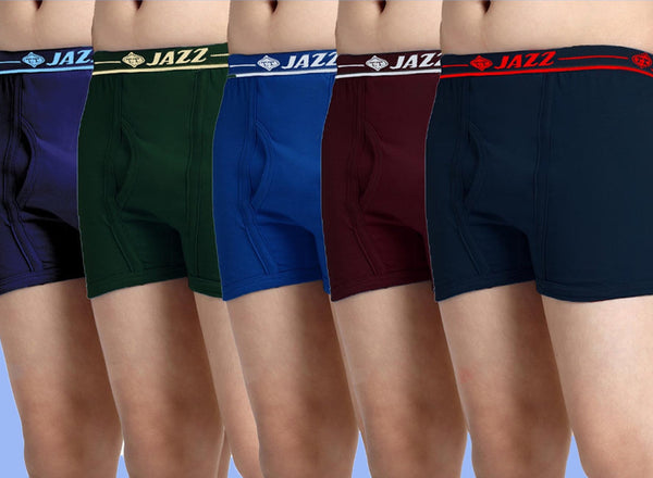T.T. Boys |Regular Fit|Breathable & Soft Innerwear|Front Open Kids Trunks| Pure Cotton |Jazz Fine Long Top Elastic Trunks|Boys TrunksPack Of 5-Assorted