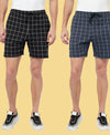 T.T. Men Cool Check Shorts Pack Of 2 Navy-Black