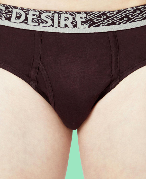 T.T. Mens Desire 100% Combed Cotton Front Open Brief Top Elastic Pack Of 2 Brown-Mustard