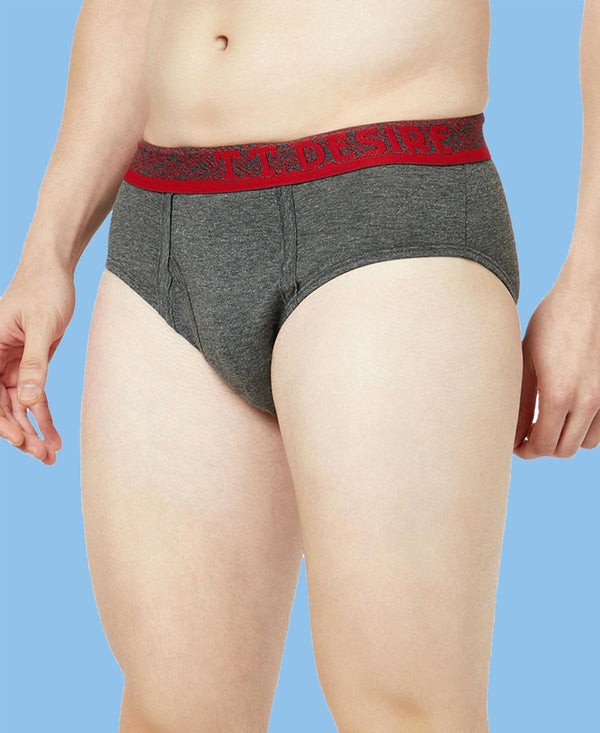 T.T. Mens Desire 100% Combed Cotton Front Open Brief Top Elastic Pack Of 5 Assorted