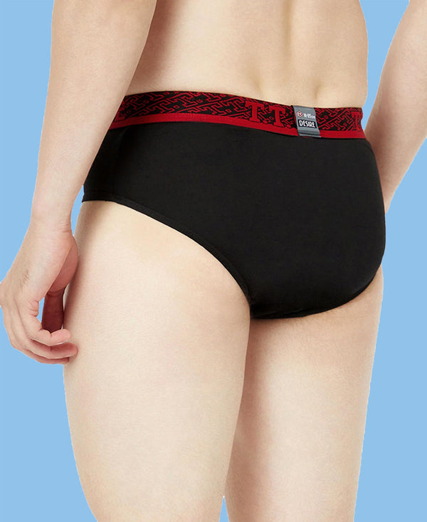 T.T. Mens Desire 100% Combed Cotton Front Open Brief Top Elastic Pack Of 4 Assorted