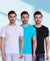 T.T. Men Solid Cotton Tshirts Pack Of 3 Black-Turquoise-White