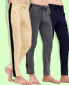 T.T. Men Regular Fit Poly Jersey Cut And Sew Trackpant Pack Of 3-Grey-Navy-Skin