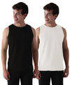 Almo Men’S Cotton Vest|Premium Melange Cotton|Regular Fit|Soft, Breathable, Fade-Resistant | Anti-Bacterial & Lightweight | Ideal For Gym/Sports Activities|Pack Of 2|Black::White