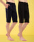 T.T. Men Regular Fit Poly Jersey Capri With Side Piping Pack Of 2-Black-Navy