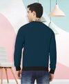 HiFlyers Men Slim Fit Cotrast Rib Cotton Fleece Round Neck Sweatshirt -Airforce