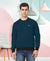 HiFlyers Men Slim Fit Cotrast Rib Cotton Fleece Round Neck Sweatshirt -Airforce