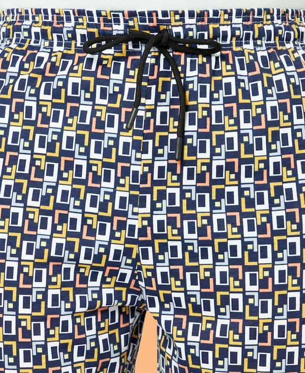 T.T. Mens Cotton Regular FitPrinted Bermuda Shorts With ZipperBlue-White