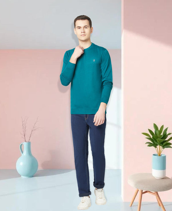 T.T. Men Air Force Cotton Polyster Regular Fit Solid Sweatshirt Style Tshirt