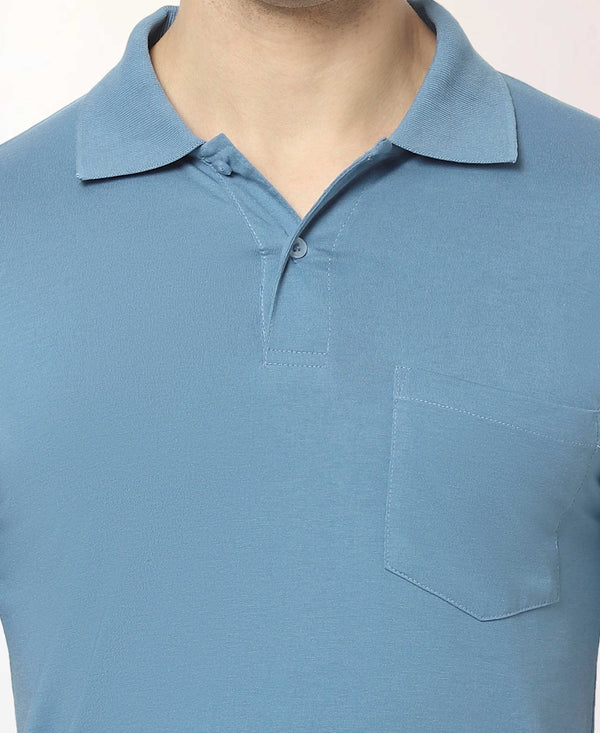 T.T. Men'S Solid Sinker Polo Tshirts With PocketAirforce