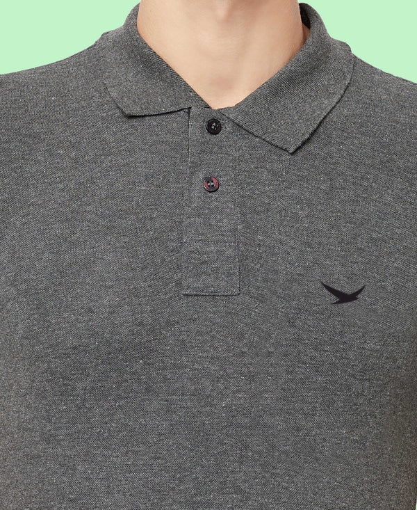 HiFlyers Men'S Cotton Polo T-Shirt With Chest Logo Anthra