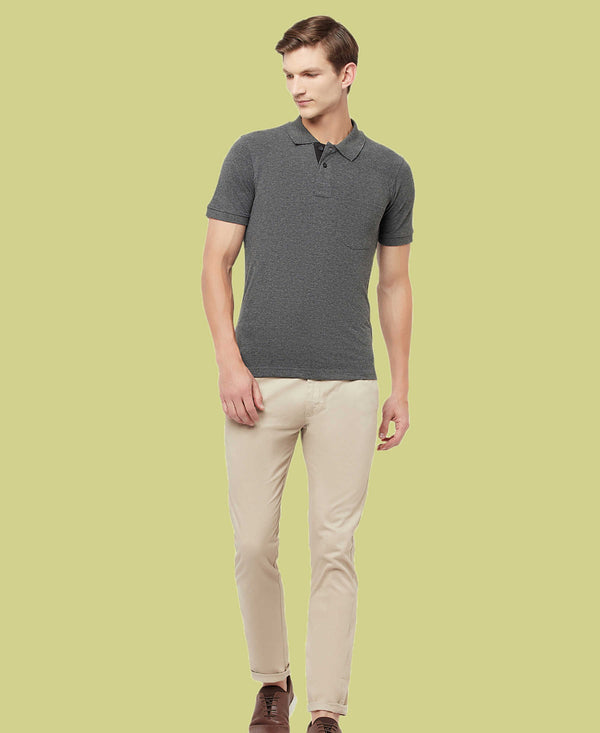 HiFlyers Men'S Solid Tshirts With Pocket Anthra