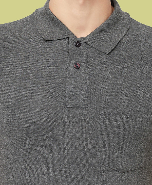 HiFlyers Men'S Solid Tshirts With Pocket Anthra