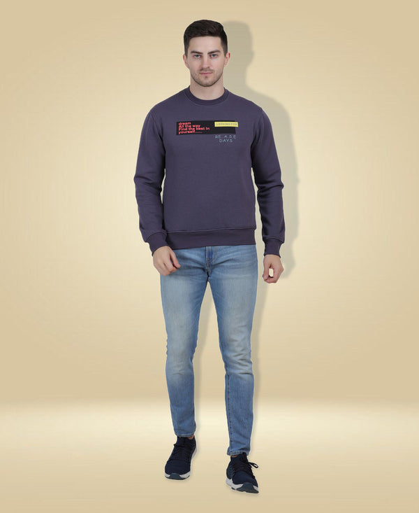 HiFlyers Mens Anthra Slim Fit Printed Round Neck Sweatshirt