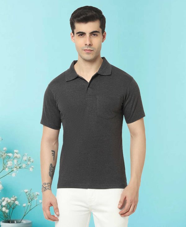 T.T. Men'S Solid Sinker Polo Tshirts With PocketAnthra