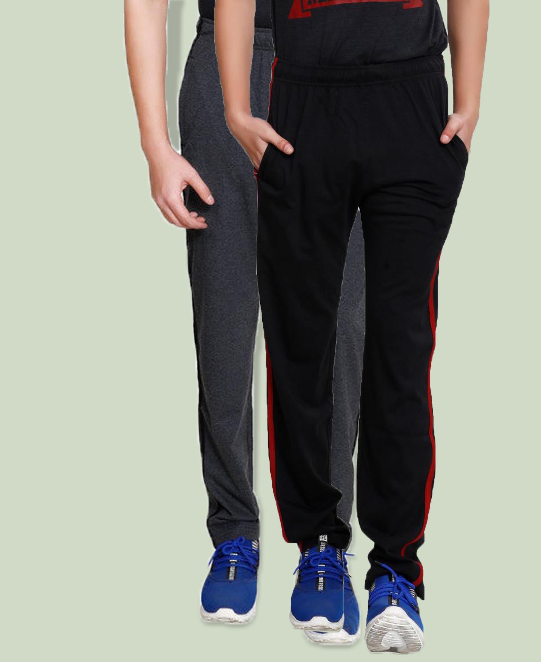 Buy Men Cotton Track Pant (Pack Of 2) Black-Anthra TT Bazaar