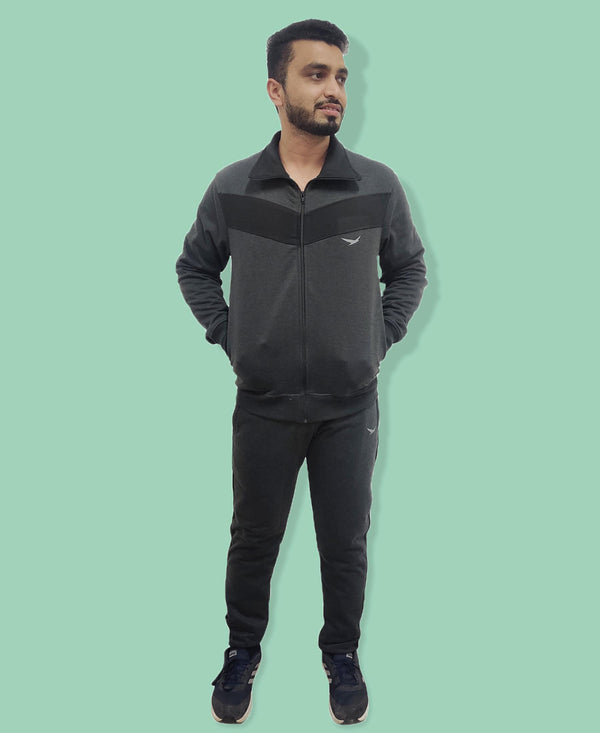 HiFlyers Mens Anthra Regular FitSolid Fleece Tracksuit