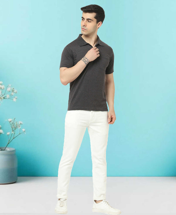 T.T. Men'S Solid Sinker Polo Tshirts With PocketAnthra