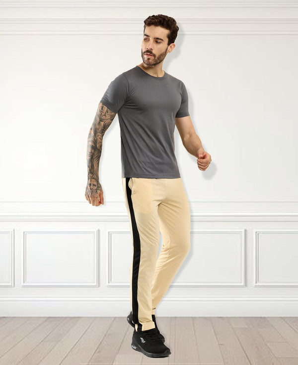 T.T. Men Slim Fit Poly Jersey Round Neck Half Sleeve T-Shirt Anthra