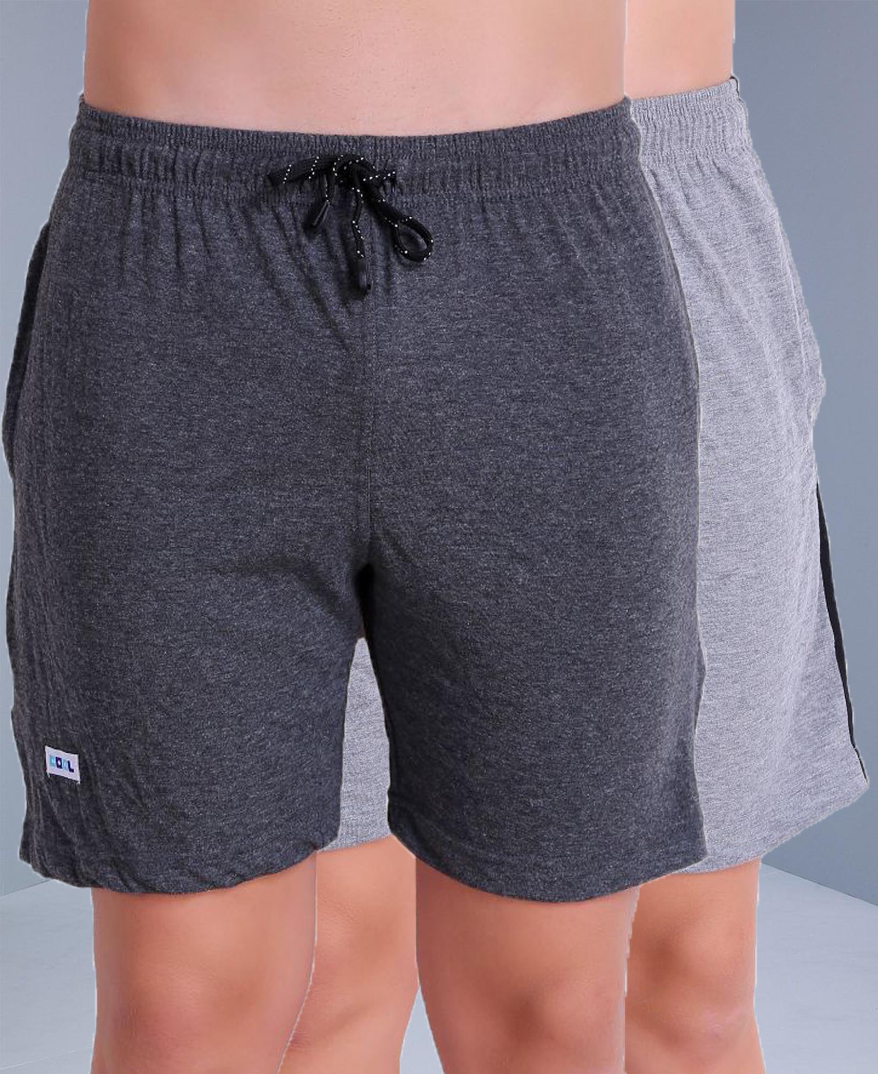 Buy Cotton Shorts For Men (Pack Of 2) Anthra-Grey: TT Bazaar – T T
