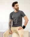 T.T. Men Slim Fit Poly Jersey Round Neck Half Sleeve T-Shirt Anthra