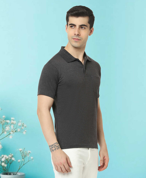 T.T. Men'S Solid Sinker Polo Tshirts With PocketAnthra