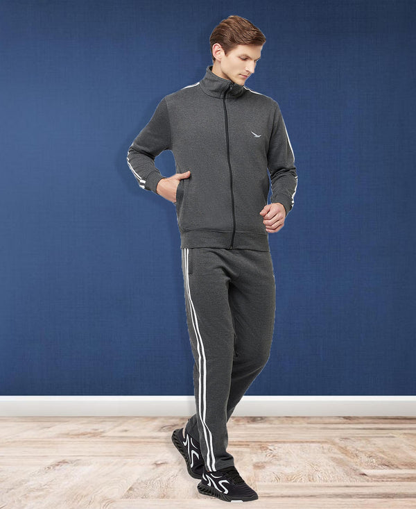 HiFlyers Mens Anthra Regular FitSolid Fleece Tracksuit