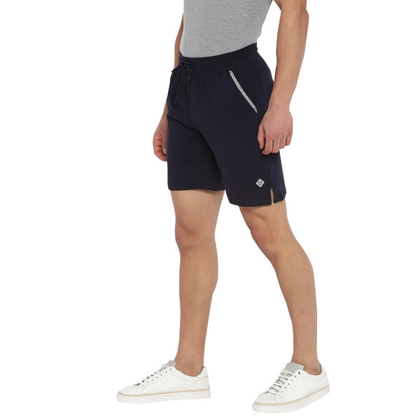 Almo Men Combed Cotton Knitted Shorts | Regular Fit | Soft & Breathable | Everyday Comfort Shorts for Men-Navy