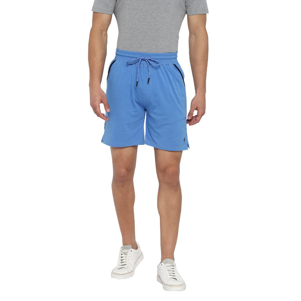 Almo Men Combed Cotton Knitted Shorts | Regular Fit | Soft & Breathable | Everyday Comfort Shorts for Men-Ultramarine