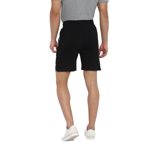 Almo Men Combed Cotton Knitted Shorts | Regular Fit | Soft & Breathable | Everyday Comfort Shorts for Men-Black