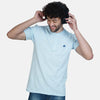 Almo Men Cotton Slub Henley T-Shirt | HalfSleeve | Lightweight & Breathable | Regular Fit Casual T-Shirt for Men-Light Blue