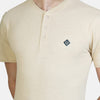 Almo Men Cotton Slub Henley T-Shirt | HalfSleeve | Lightweight & Breathable | Regular Fit Casual T-Shirt for Men-Tan
