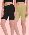 T.T. Pearl Women 100% Cotton Multipurpose Shorts Pack Of 2 Black & Skin