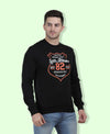 HiFlyers Mens Black Slim Fit Printed Round Neck Sweatshirt