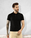 T.T. Men Slim Fit Cotton Polyster Pique Polo Half Sleeve T-Shirt Black