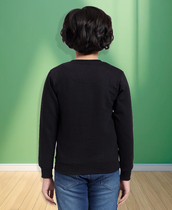 HiFlyers Boys Regular Fit | Premium Cotton Fleece |Full Sleeves|Round Neck|Trendy Winter Wear| Sweatshirts For Boys And Girls -Black