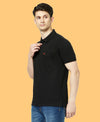 HiFlyers Men'S Solid Regular Fit Polo T-Shirt With Pocket -Black