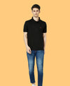 HiFlyers Men'S Solid Regular Fit Polo T-Shirt With Pocket -Black
