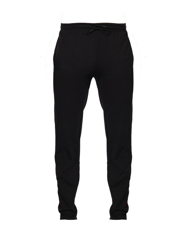 T.T. Cool Men Side Striped Detail Black Cotton Track Pants