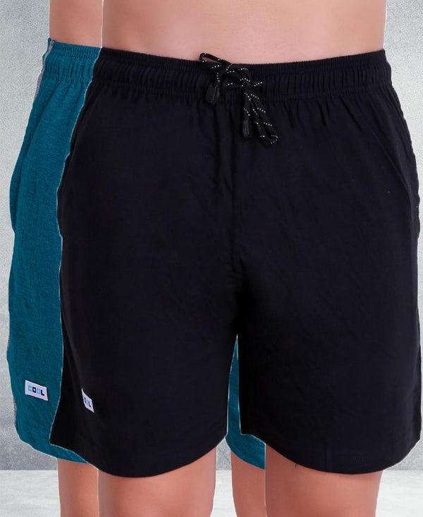 T.T. Men Solid Cotton Shorts Pack Of 2 Black::Air