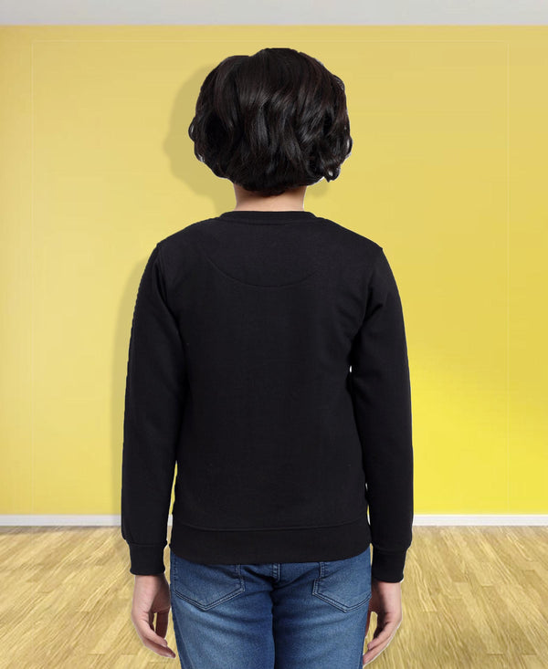 HiFlyers Boys Regular Fit | Premium Cotton Fleece |Full Sleeves|Round Neck|Trendy Winter Wear| Sweatshirts For Boys And Girls -Black