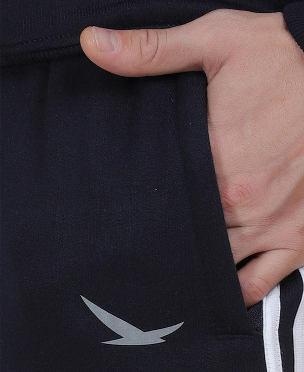 HiFlyers Mens Navy Regular Fit Solid Fleece Tracksuit