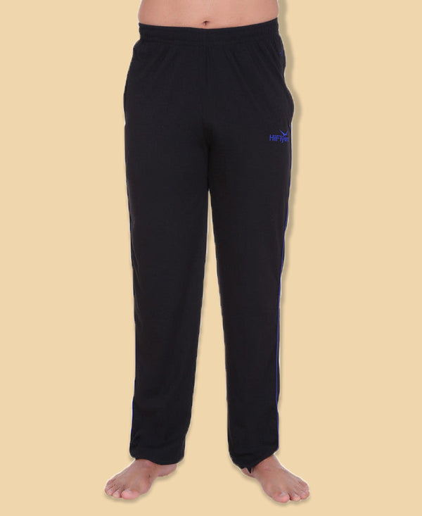 HiFlyers Mens Black Comfort FitSolid Trackpant