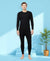 T.T. Men Regular Fit Hotpot Dyed Cotton Fleece Heavy Winter Thermal Set (Top & Bottom) -Black
