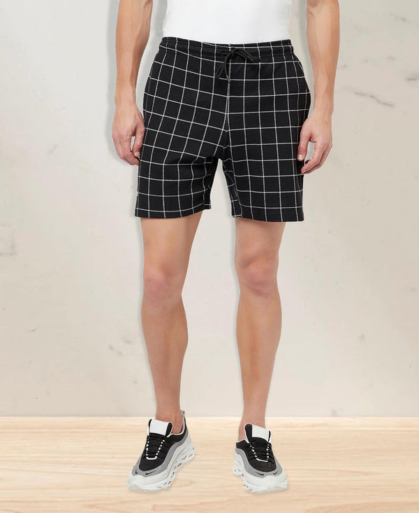 T.T. Men Cool Check Shorts Pack Of 1 Black