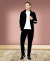 HiFlyers Mens Black Regular FitSolid Fleece Tracksuit