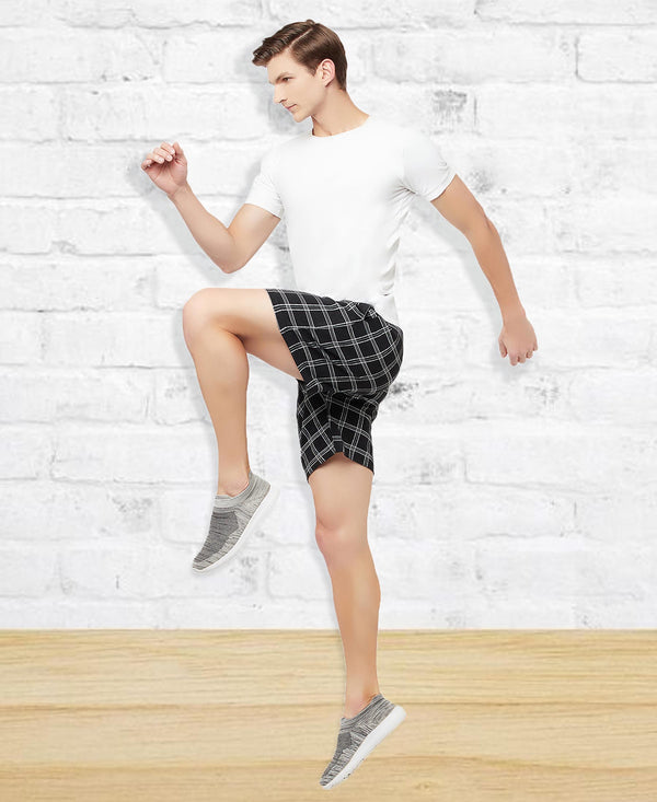 T.T. Men Cool Check Shorts Pack Of 1 Black